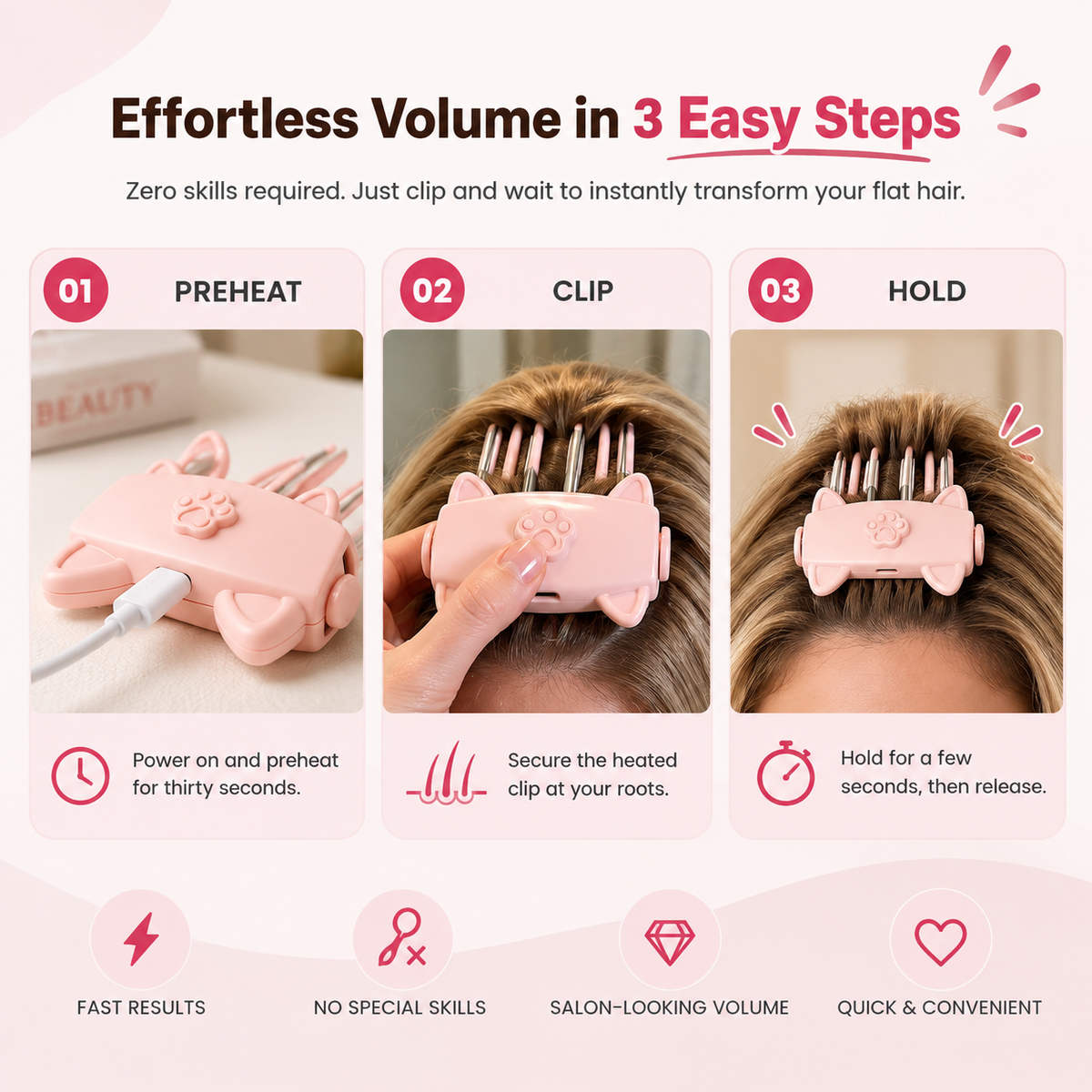 VeloraTone™ RootLift Pro – Cordless Heated Hair Volumizer