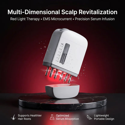 VeloraRoot Scalp Revival Massager - Red Light Vibration Scalp Massage Comb for Healthier-Looking, Fuller-Looking Hair